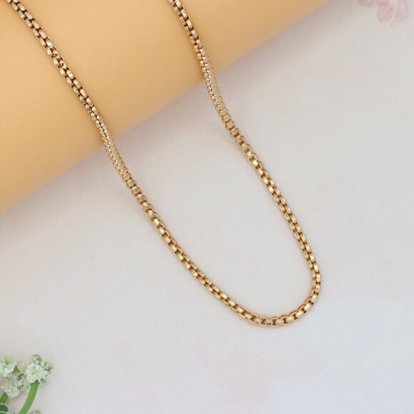 Elegant Rose Gold Plated Brass Box Chain Necklace, XPNL0219 - Picture 8 of 13